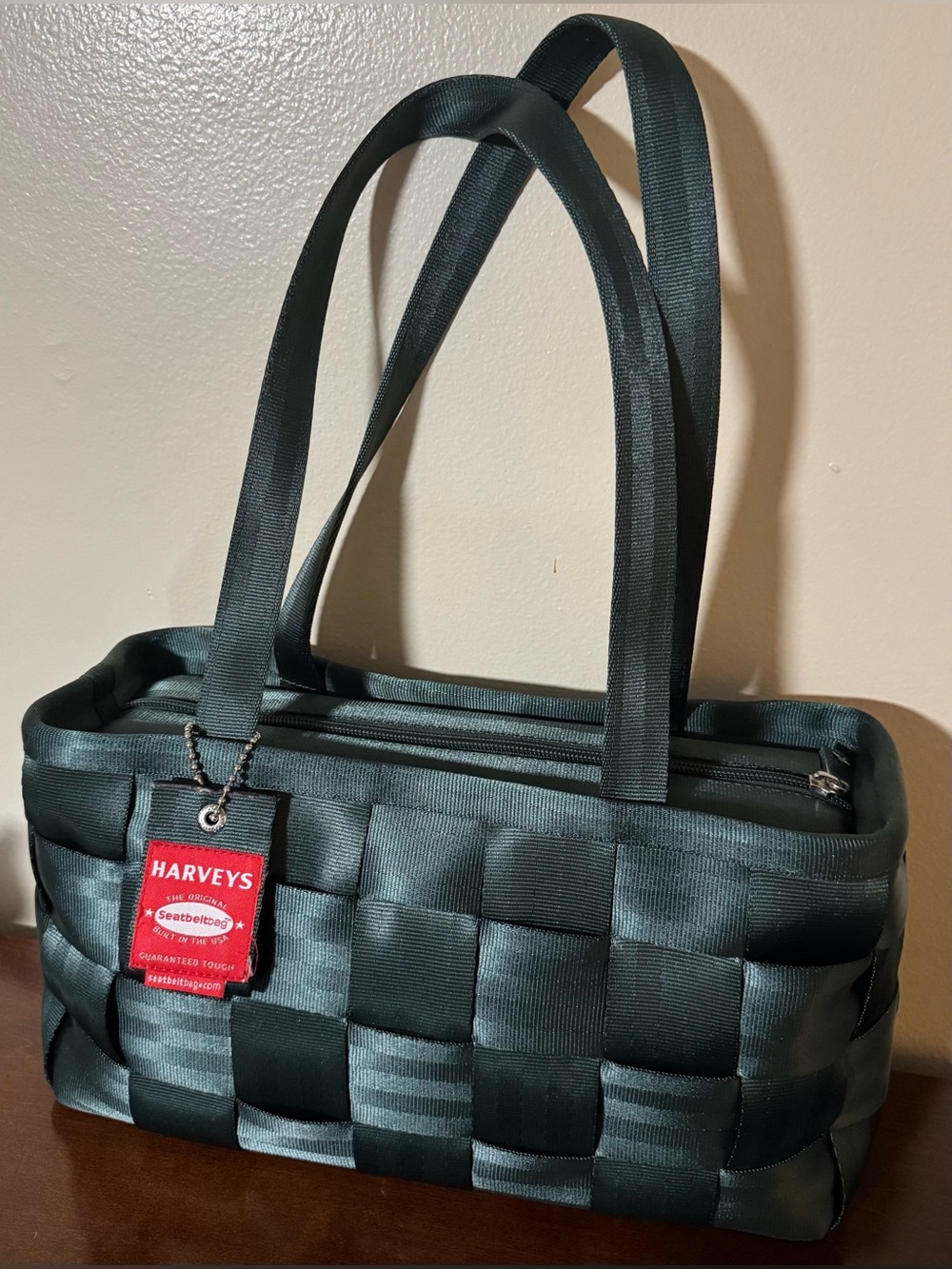 Harveys The Original Seatbelt Bag Dark Green Woven Tote